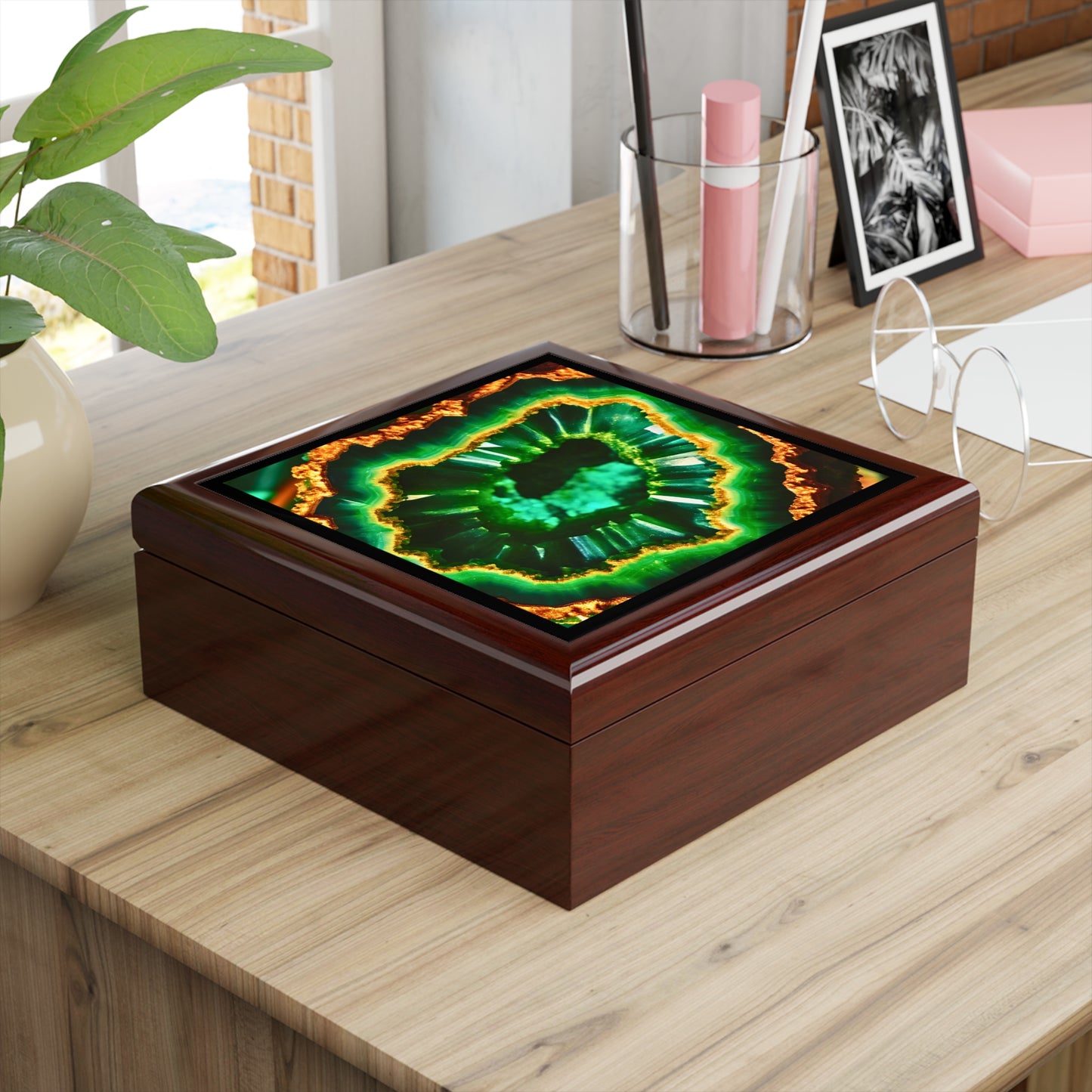 Emerald Geode Jewelry / Keepsake Box
