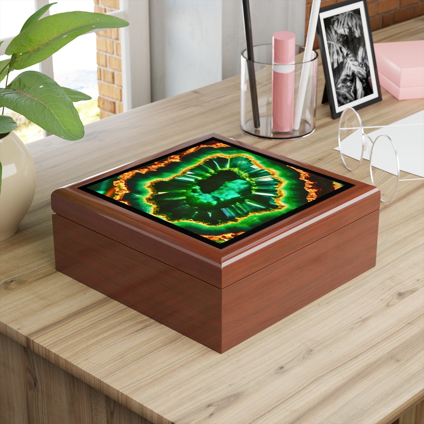 Emerald Geode Jewelry / Keepsake Box
