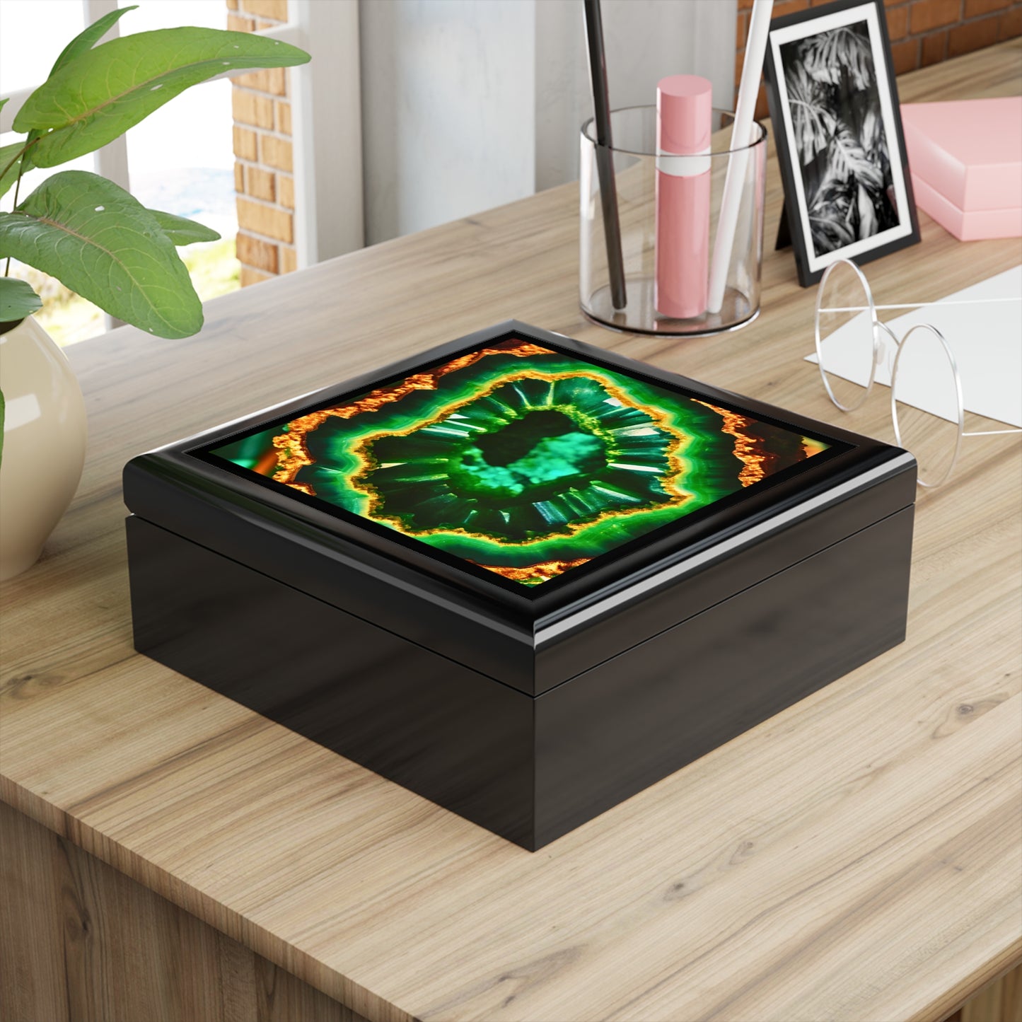 Emerald Geode Jewelry / Keepsake Box