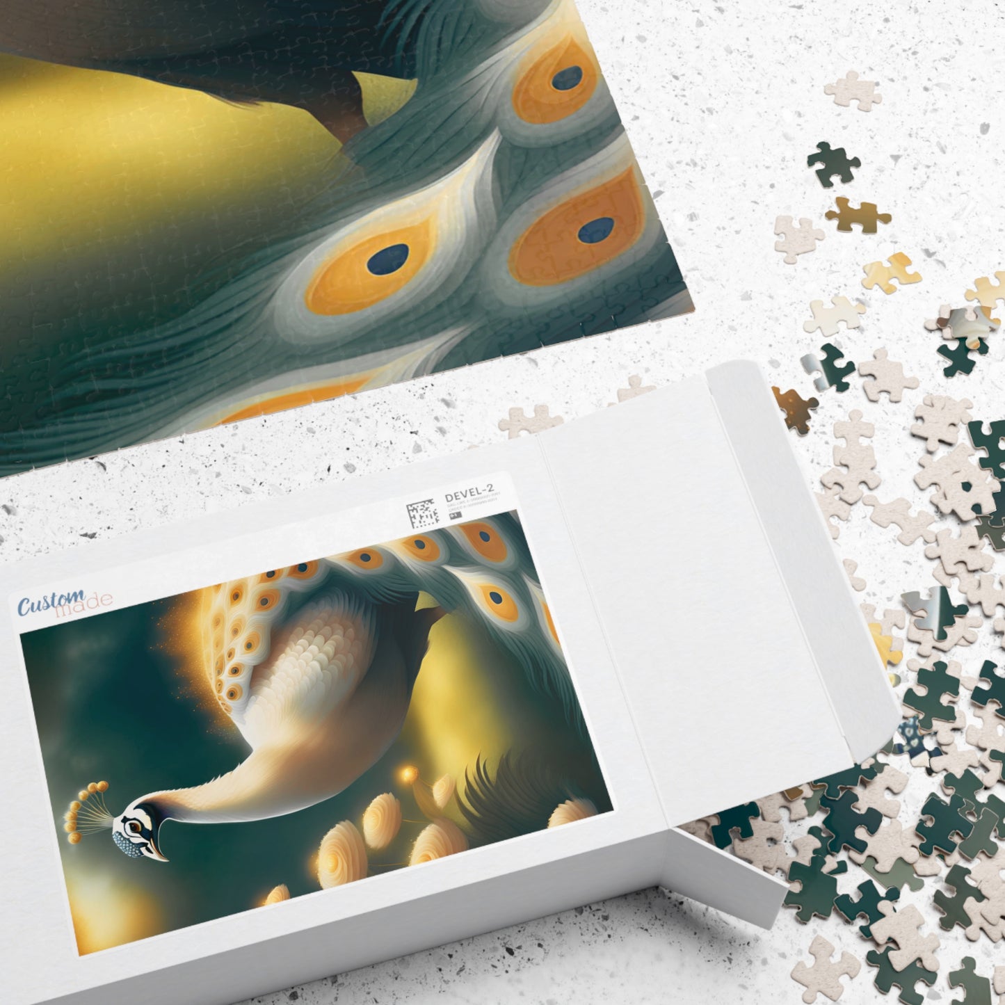 Blue & White Peacock Puzzle (110, 252, 520, 1014-piece)