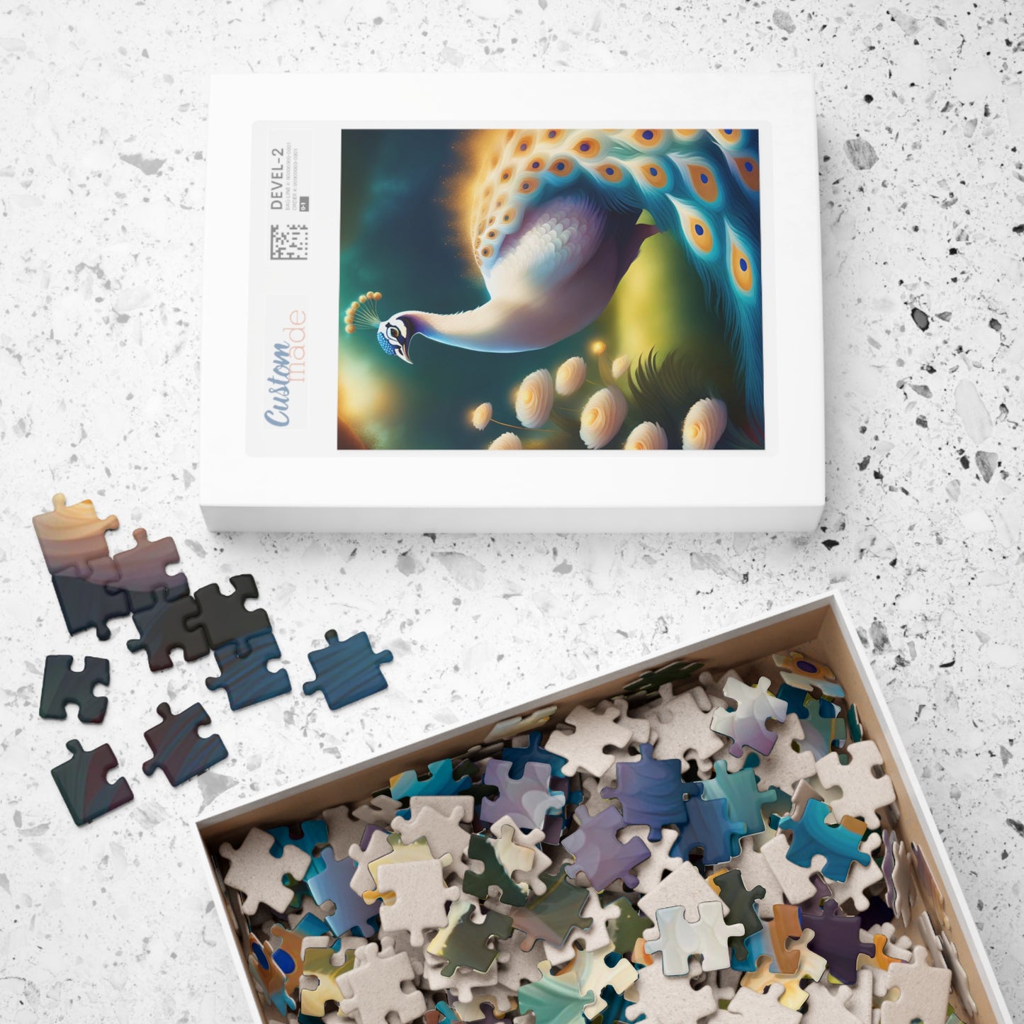 Blue & White Peacock Puzzle (110, 252, 520, 1014-piece)