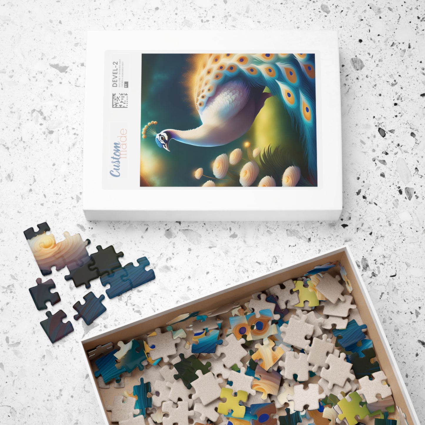 Blue & White Peacock Puzzle (110, 252, 520, 1014-piece)