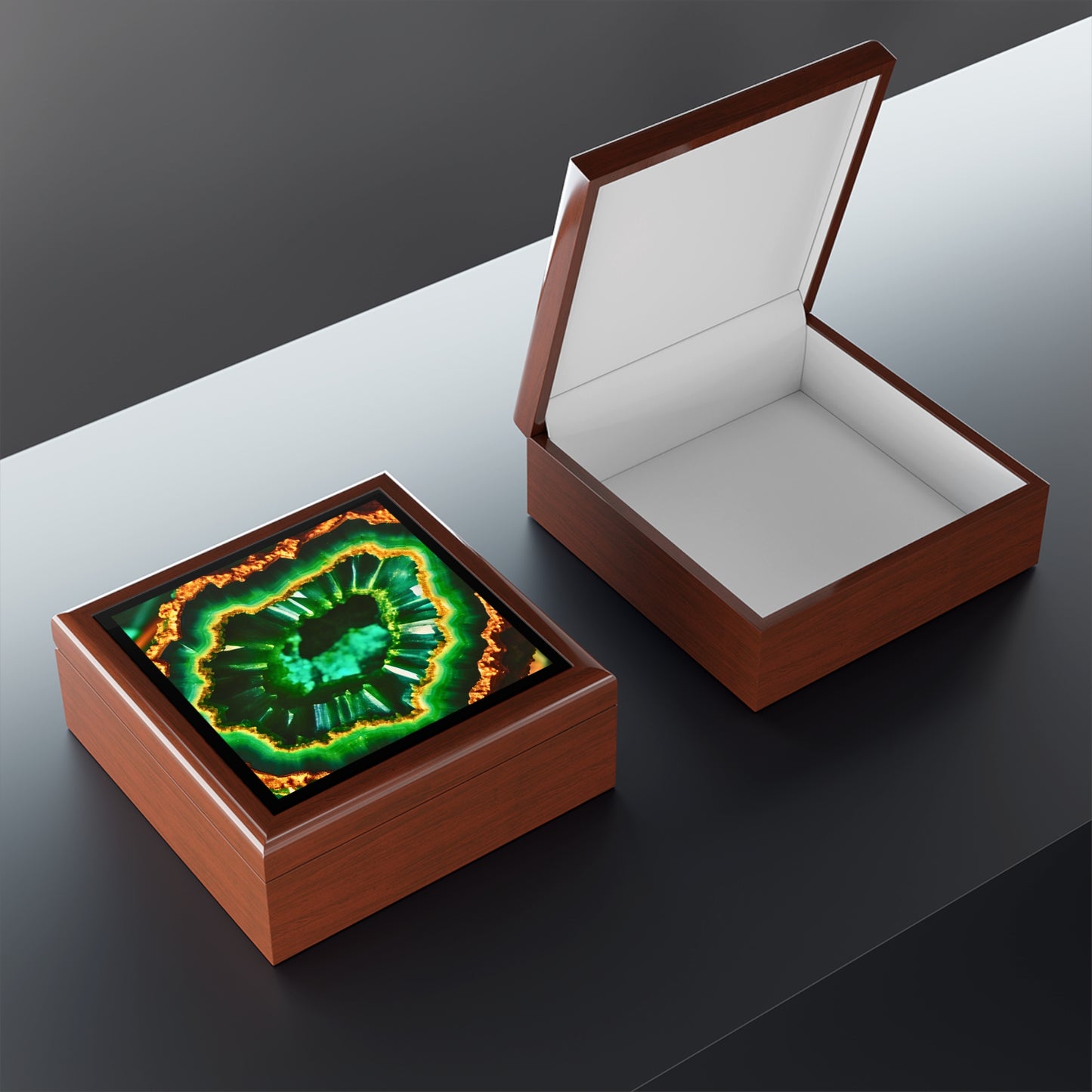 Emerald Geode Jewelry / Keepsake  Box