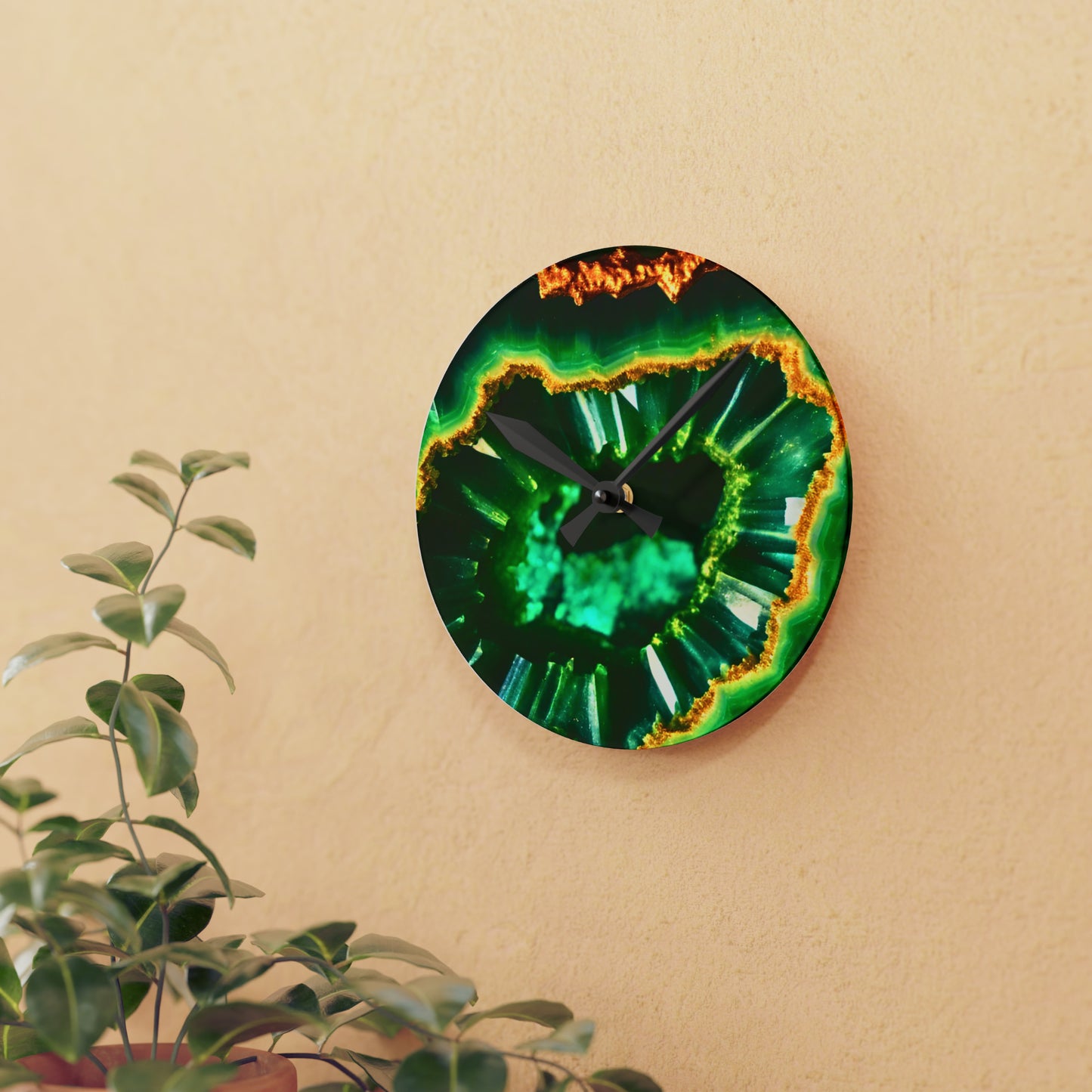 Green Geode Acrylic Wall Clock