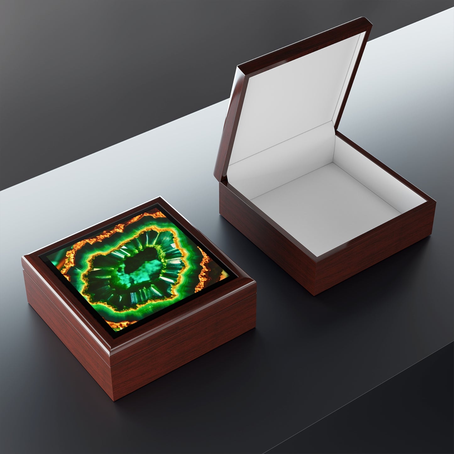 Emerald Geode Jewelry / Keepsake  Box