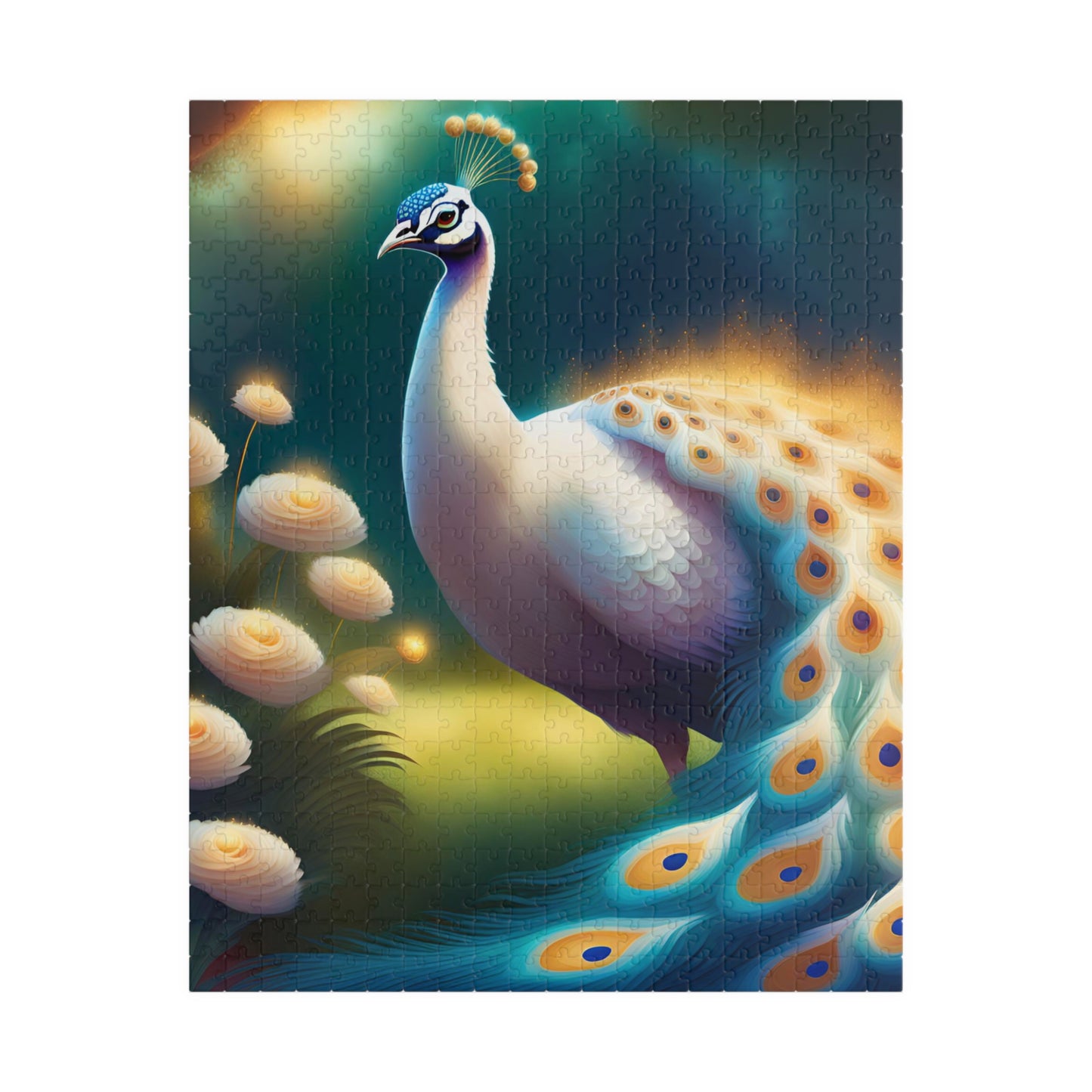 Blue & White Peacock Puzzle (110, 252, 520, 1014-piece)