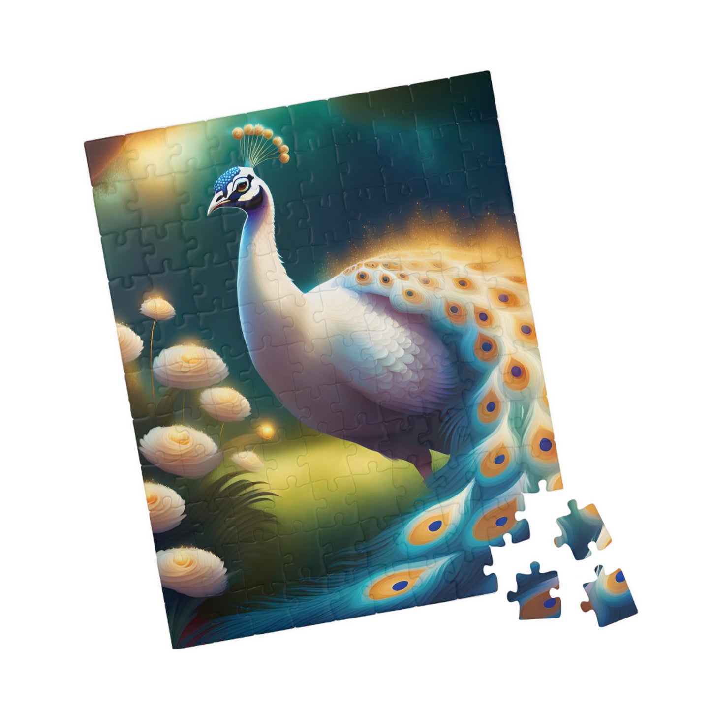 Blue & White Peacock Puzzle (110, 252, 520, 1014-piece)