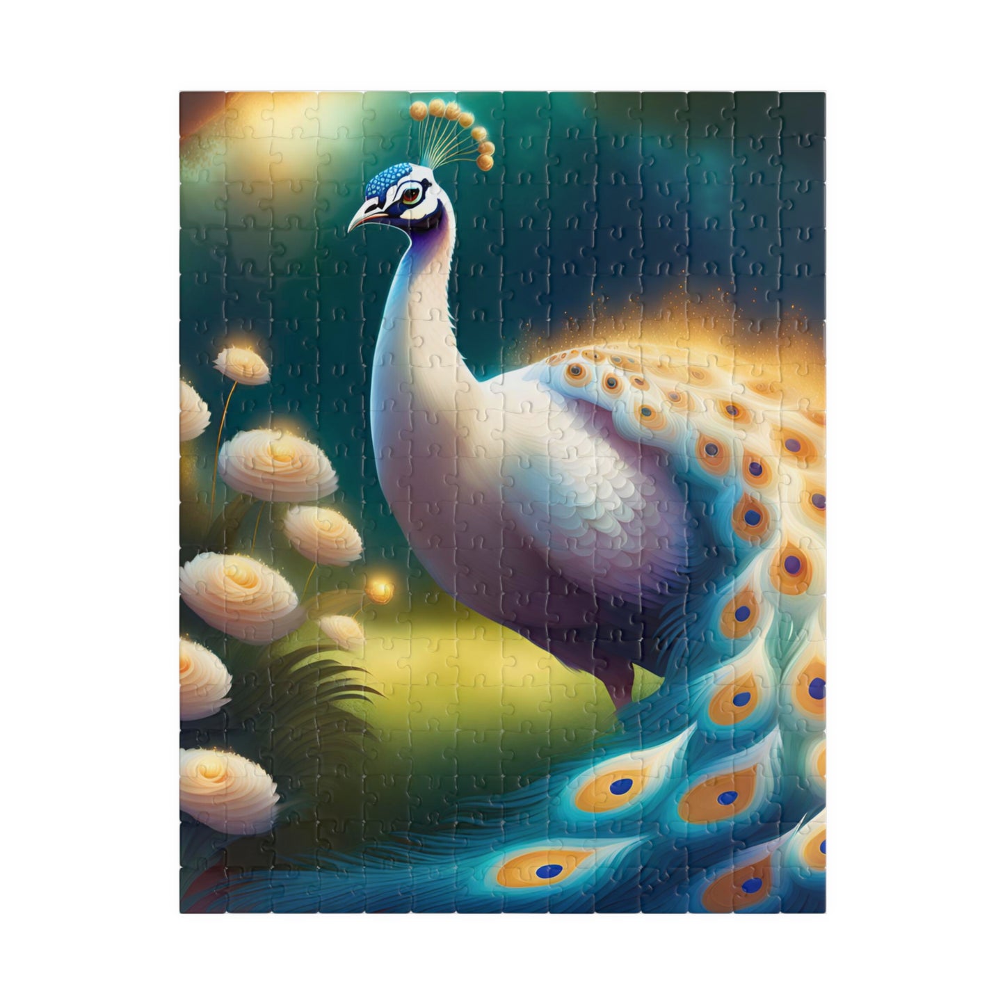 Blue & White Peacock Puzzle (110, 252, 520, 1014-piece)