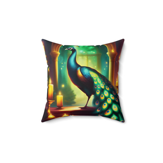 Peacock Spun Polyester Square Pillow