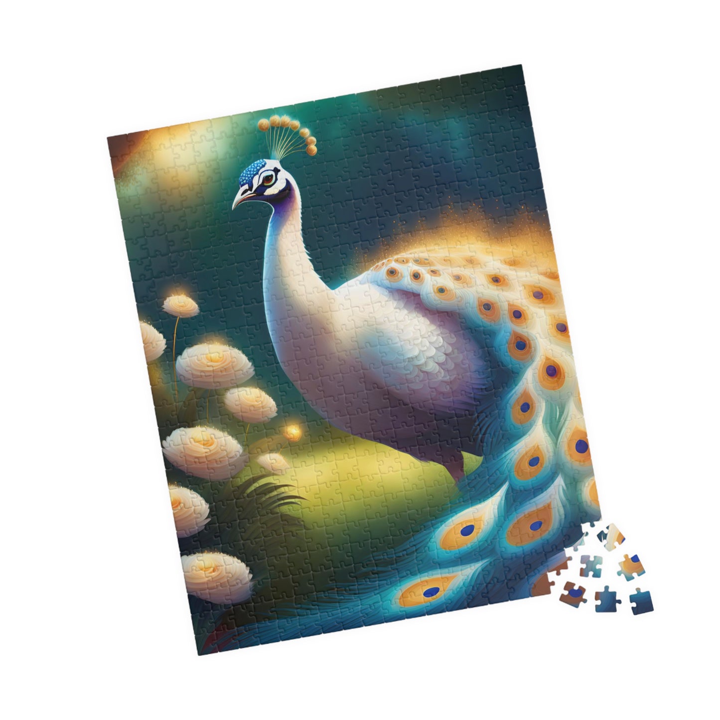 Blue & White Peacock Puzzle (110, 252, 520, 1014-piece)